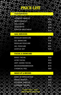 Black List-based Price List Hair And Brow  Tabloid template
