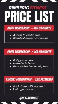 Black List-based Price List Instagram Story template