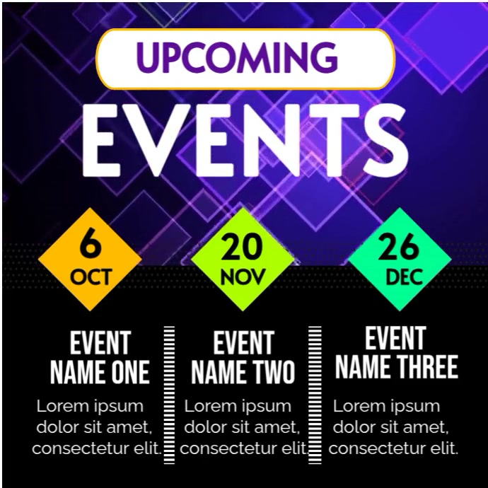 Plantilla de Black List-based Purple, White And Black Upcoming Events ...