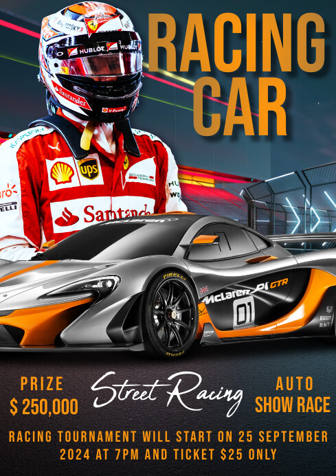 Black List-based Racing Car A4 Template | PosterMyWall