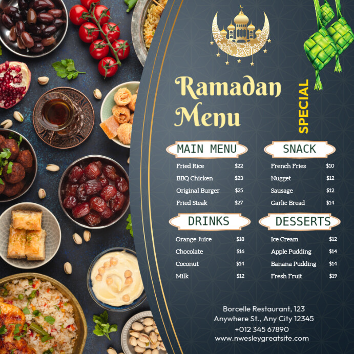 Black List-based Ramadan Menu Square (1:1) template
