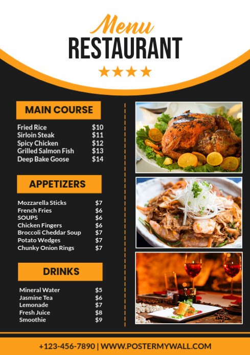 Black List-based Restaurant Food Menu Card A4 Templat | PosterMyWall