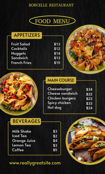 Black List-based Restaurant Food Menu Price List Us Legal template