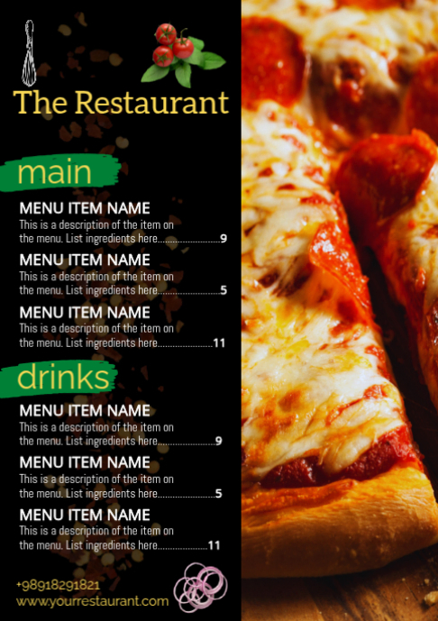 Black List-based Restaurant Menu A2 Template | PosterMyWall