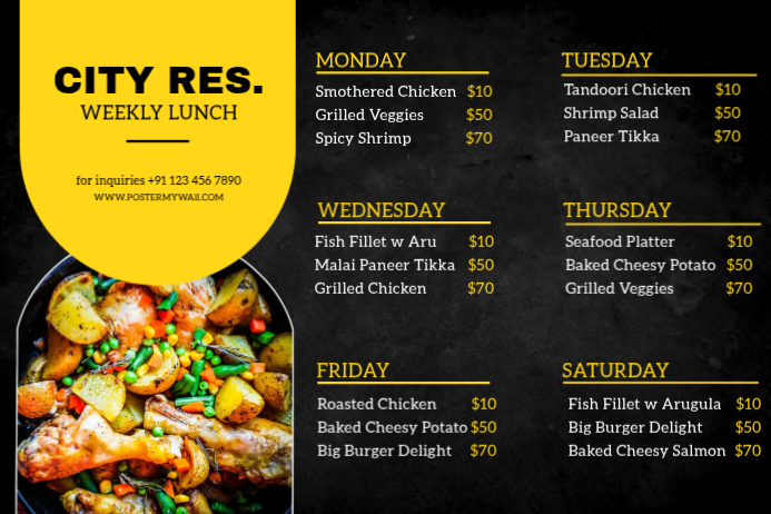Black List-based Restaurant Weekly Lunch Menu Poster Template ...