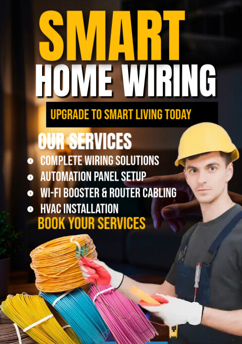 Wire List Format Black List-based Smart Home Wiring A2 Template | PosterMyWall