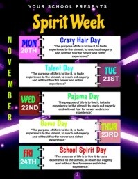 Black List-based Spirit Week – School Event Video Flyer/poster Template Flyer (us Letter) Iflaya (Incwadi ye-US)