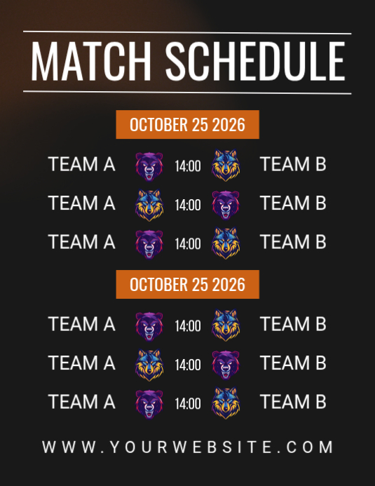 Black List-based Sports Match Schedule Flyer Template | PosterMyWall