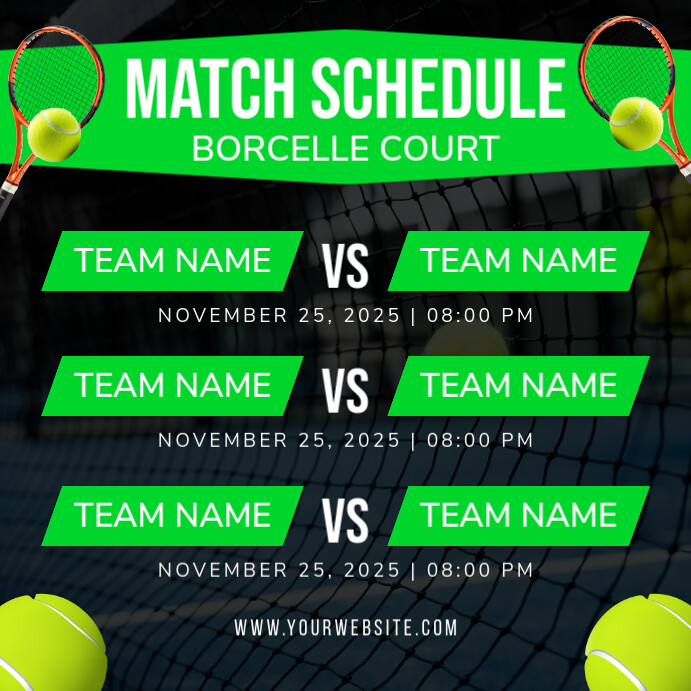 Black List-based Tennis Match Schedule Instagram Post template