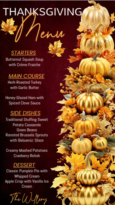 Black List-based Thanksgiving Menu Card Digital Display (9:16) template