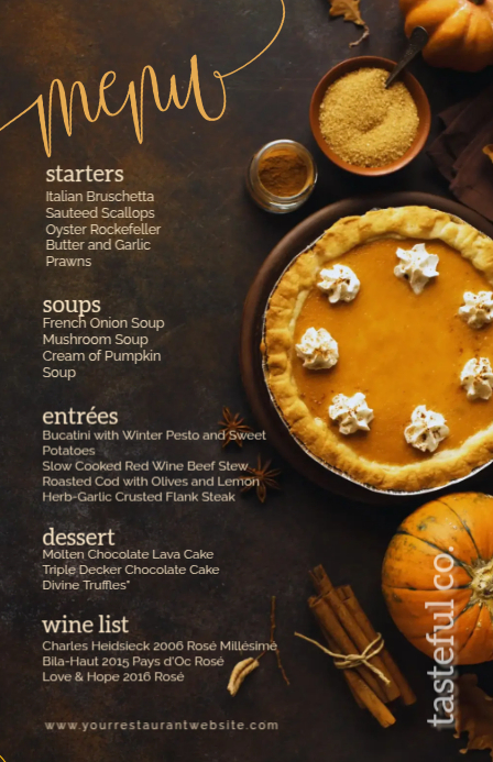 Black List-based Thanksgiving Menu  Tabloid template