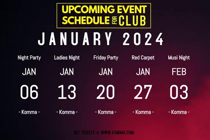 Black List-based Upcoming Event Schedule Post Poster template