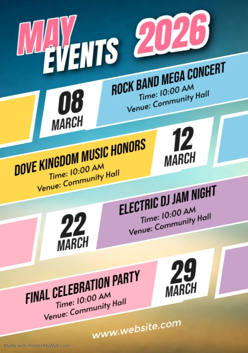 Black List-based Upcoming Events Schedule Calendar A5 Template ...