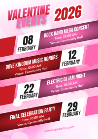 Black List-based February Upcoming Events Schedule Calendar  A5 template