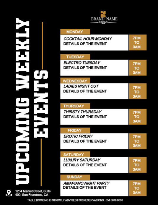 Weekly Event Update Weekly Event Schedule Flyers Template | PosterMyWall