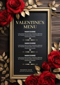 Black List-based Valentines Menu A4 template