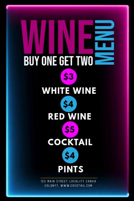Black List-based Wine Menu  Poster Plakkaat template