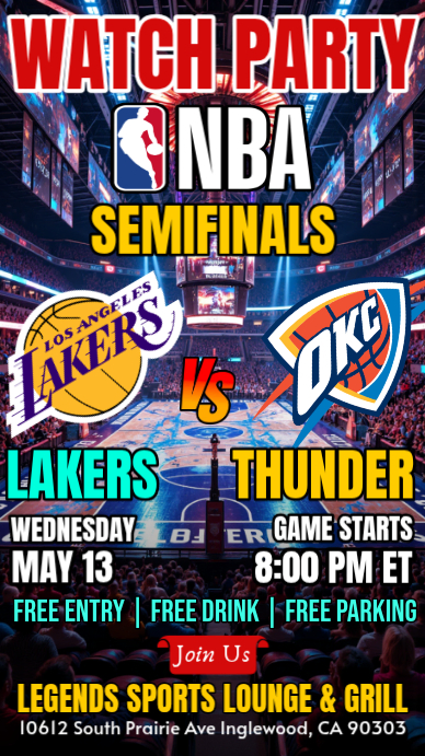 Plantilla de Black Los Angeles Lakers Vs Oklahoma City Thunder Nba ...