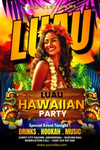Black Luau Hawallan Party Flyer Poster template