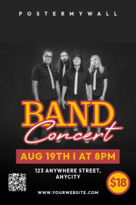 Black Maksimalis Band Concert Poster Póster template