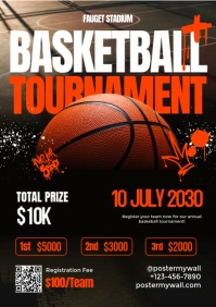 Black Maksimalis Basketball Tournament A5 template