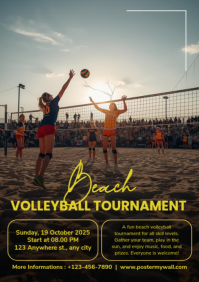 Black Maksimalis Beach Volleyball Tournament A4 template