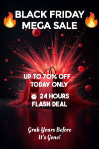 Czarny Black Friday Mega Sale Poster Template