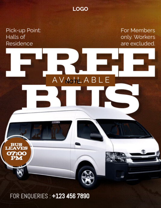 Black Maksimalis Free Bus Pamflet (letter As) 传单(美国信函) template