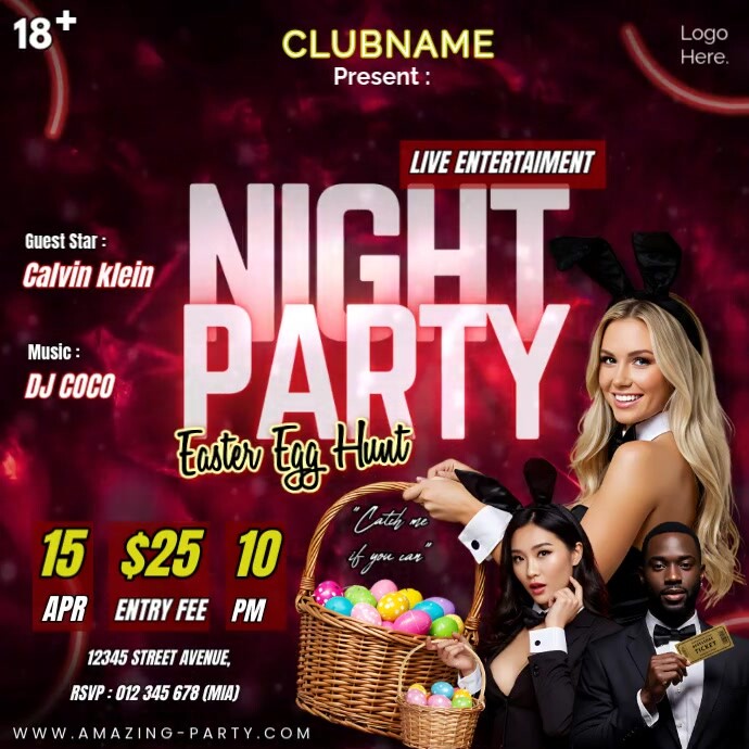 Black Maksimalis Night Party Live Entertaiment Easter Egg Hunt Pos Instagram template
