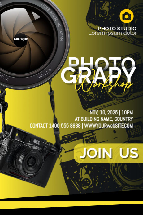 Black Maksimalis Photograpy Workshop Poster Cartaz template