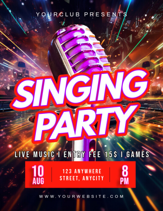 Black Maksimalis Singing Party Pamflet (letter As) Рекламная листовка (US Letter) template