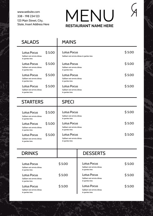 black marble background editable restaurant m Template | PosterMyWall