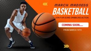 Black March Madness Basketball Tournament Promo Video Template Digital Display (16:9)