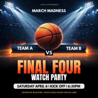 Black March Madness Final Four Watch Party Flyer Template – Basketball Championship Event Poster Ins Publicación de Instagram