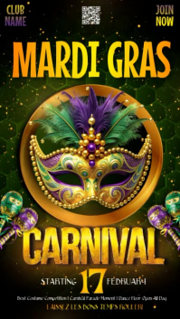 Black Mardi Gras Carnival Instagram Story Video template