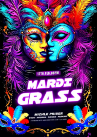 Preto Mardi Gras Celebration A6 Template