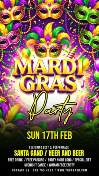 Black Mardi Gras Party Instagram Story Video template