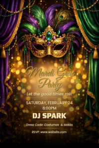 Black Mardi Gras Party Poster template
