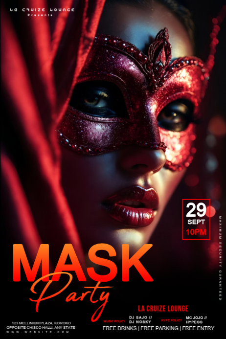Black Mask Party Posters Template | PosterMyWall