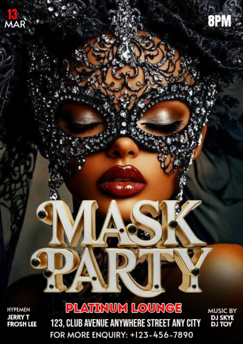 Black Mask Party A3 Template | PosterMyWall