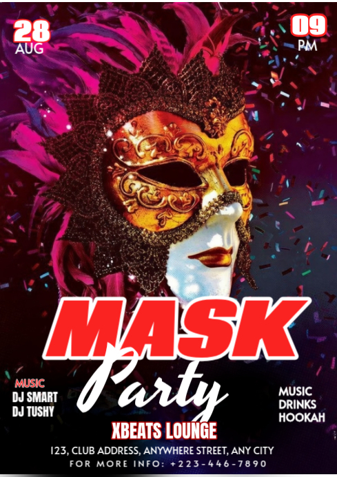 Black Mask Party A3 Template | PosterMyWall