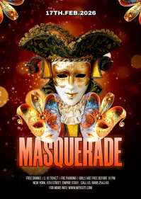 Preto Masquerade Party A6 Template