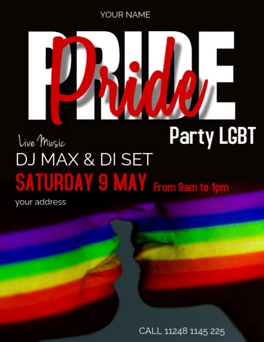 Black Massimalista Gay Pride Volantino (us Letter) template