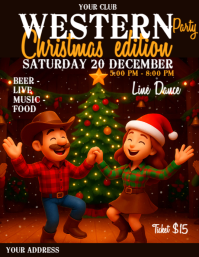Black Massimalista Western Party Country Dance Christmas Edition Volantino (us Letter) template