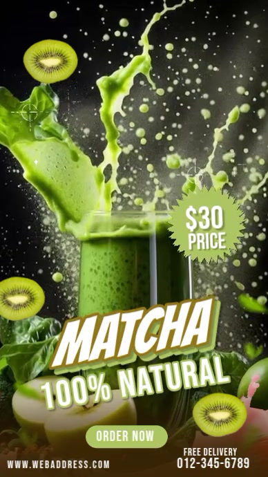 Black Matcha Promotion Instagram Reel Video Template | PosterMyWall