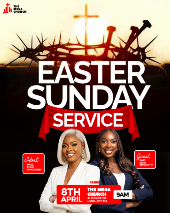 Copy of Black Maximal Easter Sunday Service Instagram Portrait ...