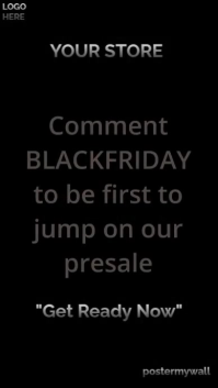 Black Maximalist "black Friday Presale Alert – Be The First To Save Big!" Digital Display (9:16) template