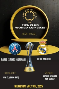 Black Maximalist "fifa Club World Cup 2025™ Semi Final Psg Vs Red Madrid  Pinterest Graphic template