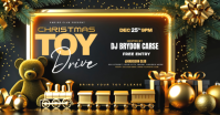 Black Maximalist “luxury Christmas Toy Drive Flyer – Gold & Black Holiday Event Design” Facebook Sha template