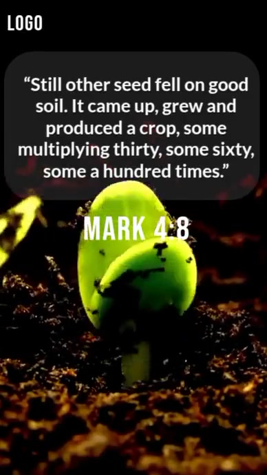 Black Maximalist “mark 4:8 – Parable Of The Sower | Seed In Good Soil Bible Verse Video” Digital Dis template